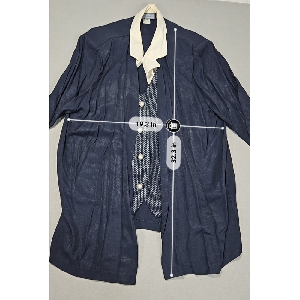 VTG DE Frantoria Pantsuit Set Navy Blue White Mock Vest Pants 3pc Lagenlook 18P - Picture 3 of 10